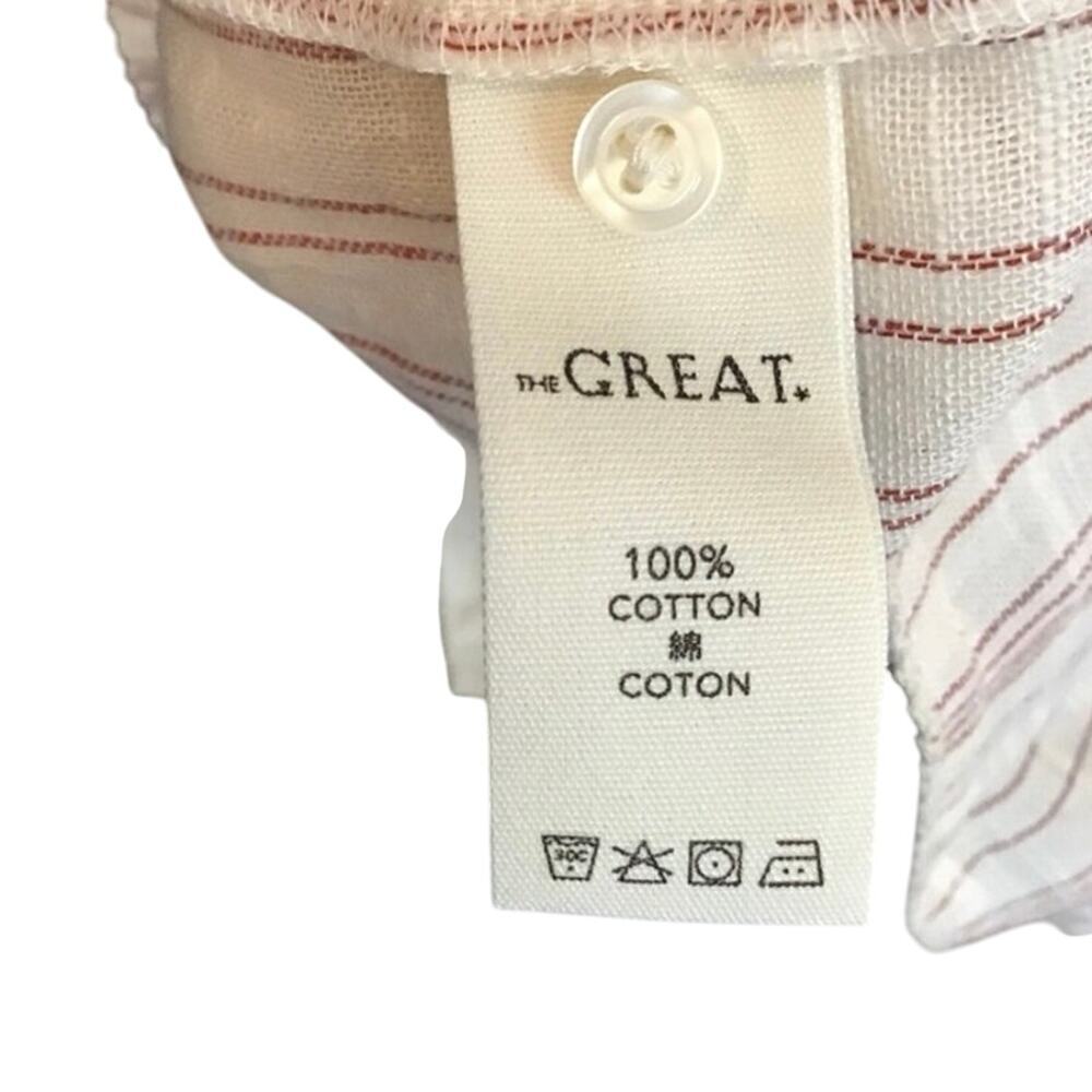 The Great. Prairie Oversized Boho Chic Dress Natural Beige Stripe Womens 0 XS - Picture 7 of 7